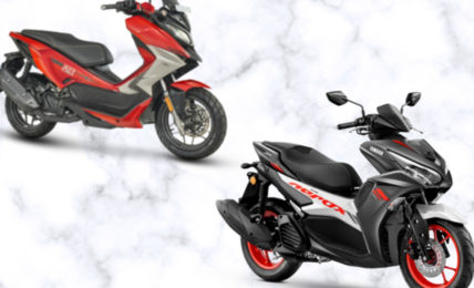 Hero Xoom 160 Vs Yamaha Aerox 155 front